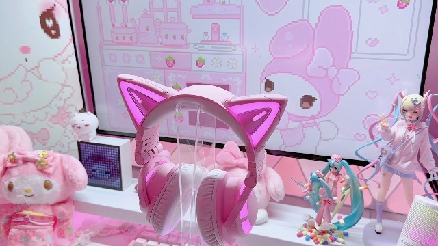 Amazon.com: YOWU Cat Ear Headphones CE, Wired/Wireless Pink Gaming